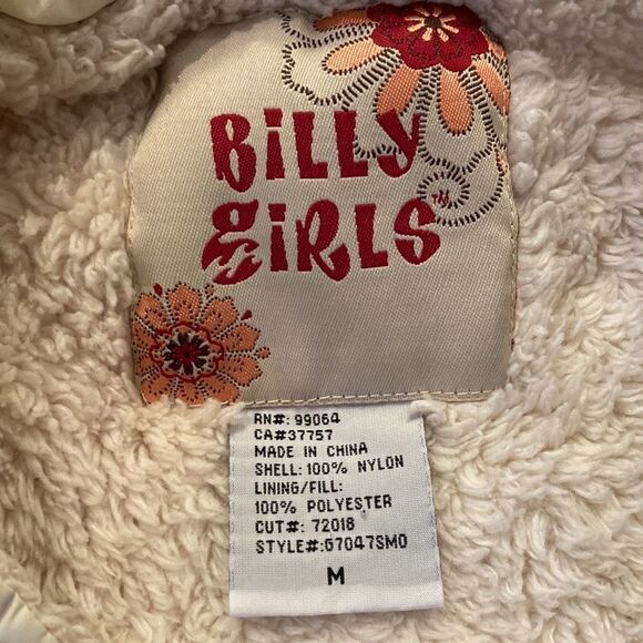 Billabong Billy Girls Cream Quilted Button Up Vest Medium - Picture 6 of 6